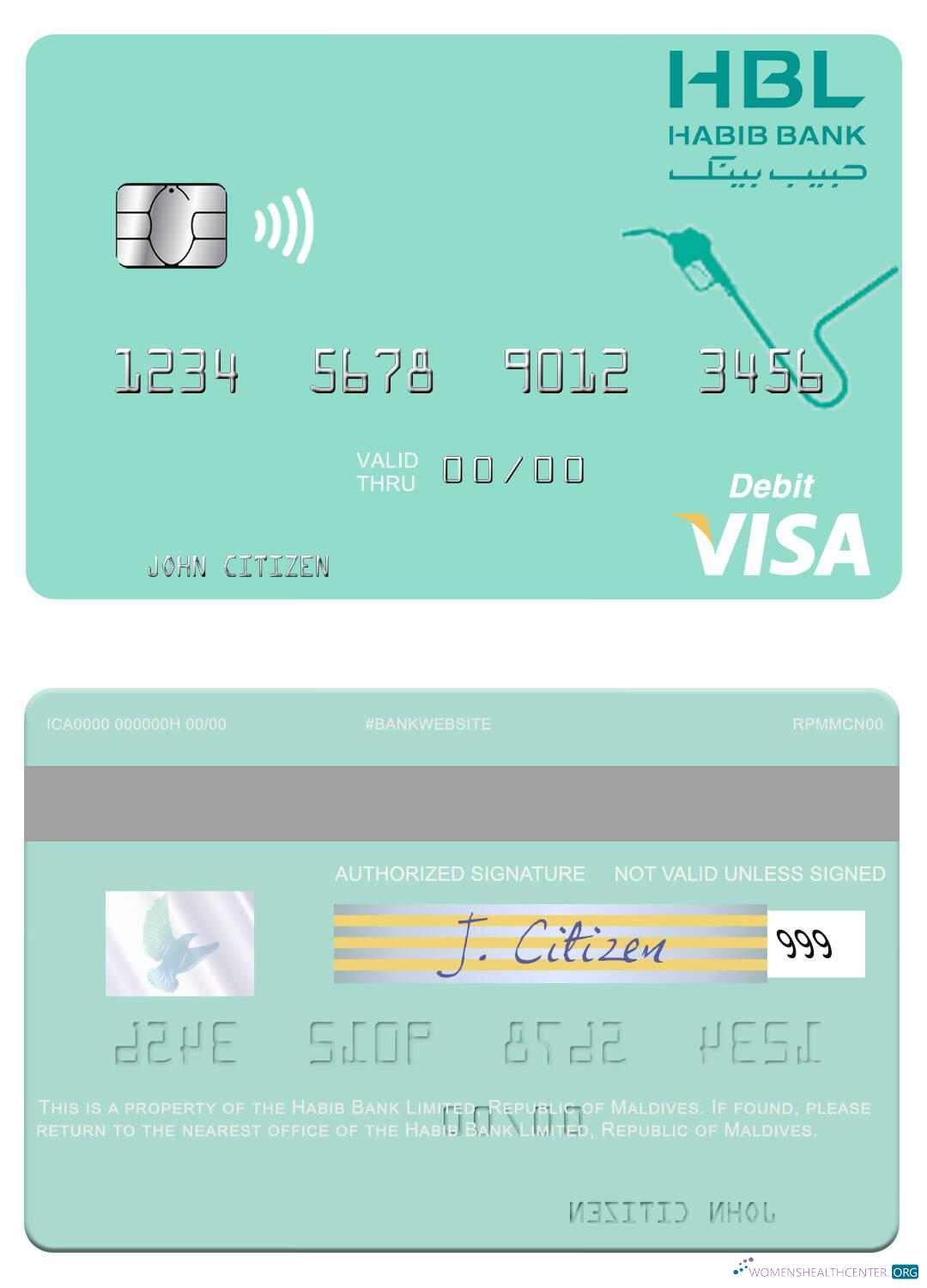 Download Maldives Habib Bank Limited visa debit card Photoshop template